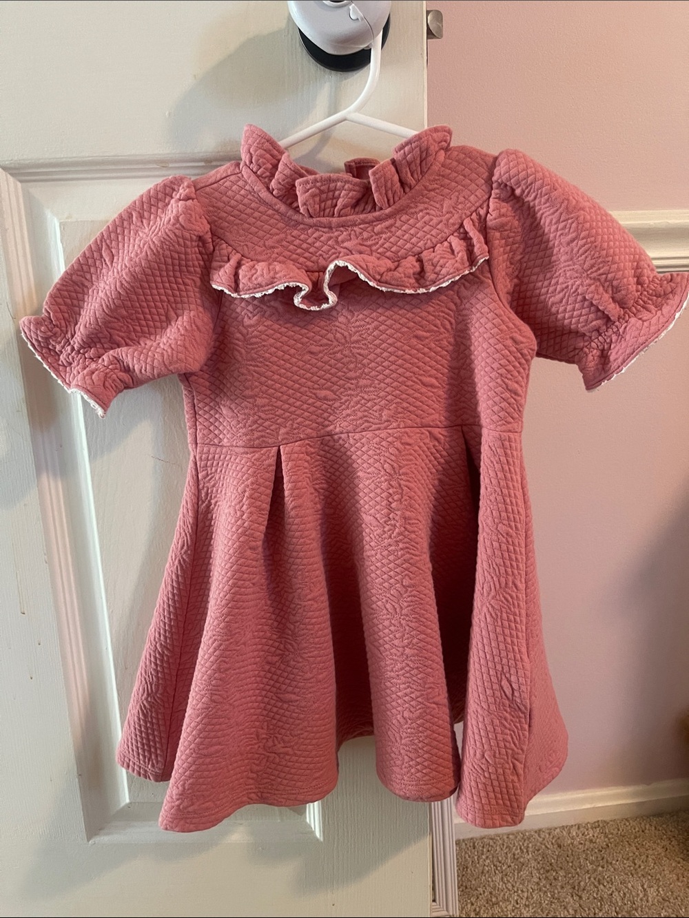 Janie and Jack Girls Rose-Pink Ruffle Quilted Party Dress